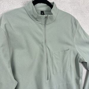 Lululemon WovenAir Shirt Mens XL Silver Blue Half Zip Pullover Relaxed Fit